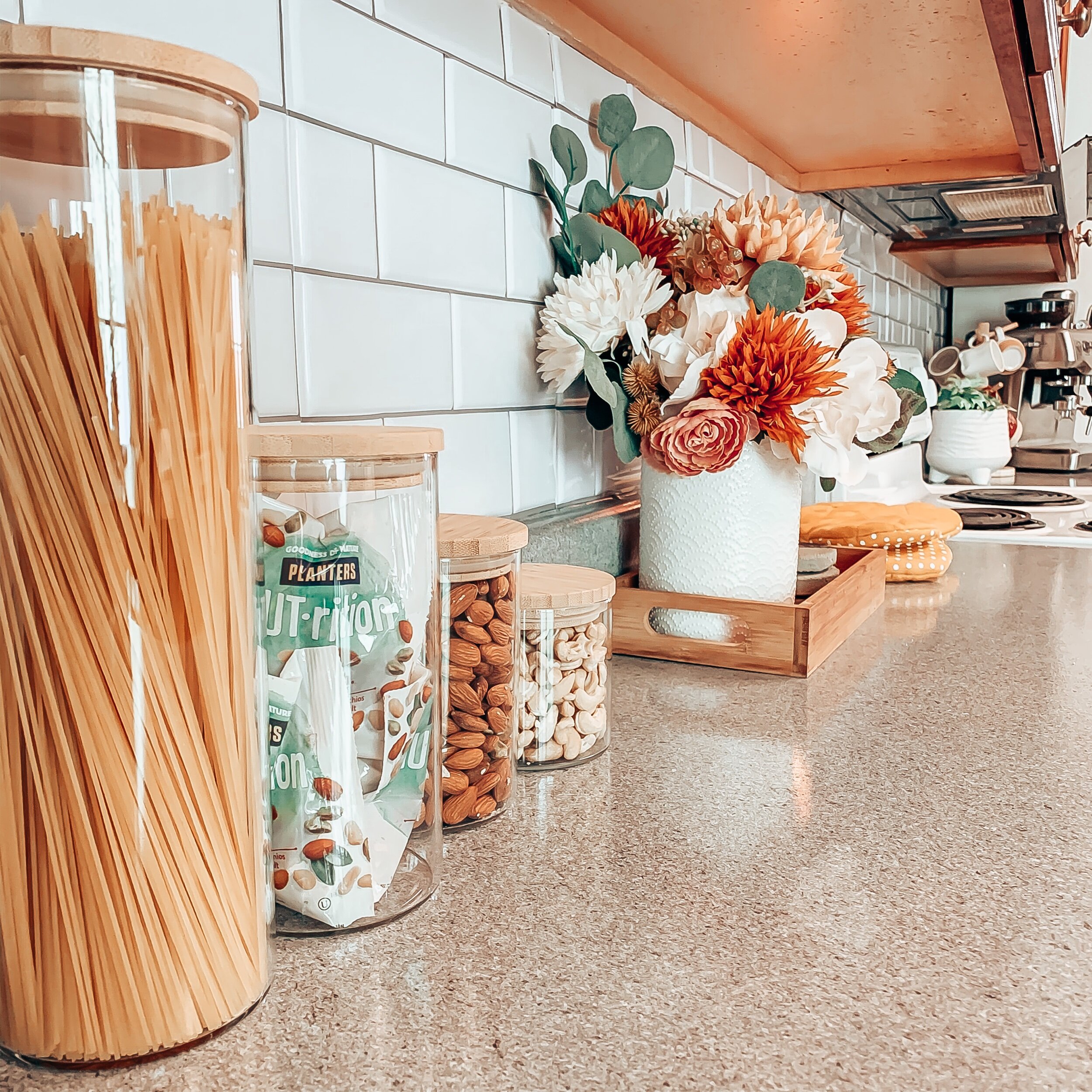 Tap to purchase these beautiful glass bamboo top canisters HERE! They are from one of my favorite companies Honey-can-do
